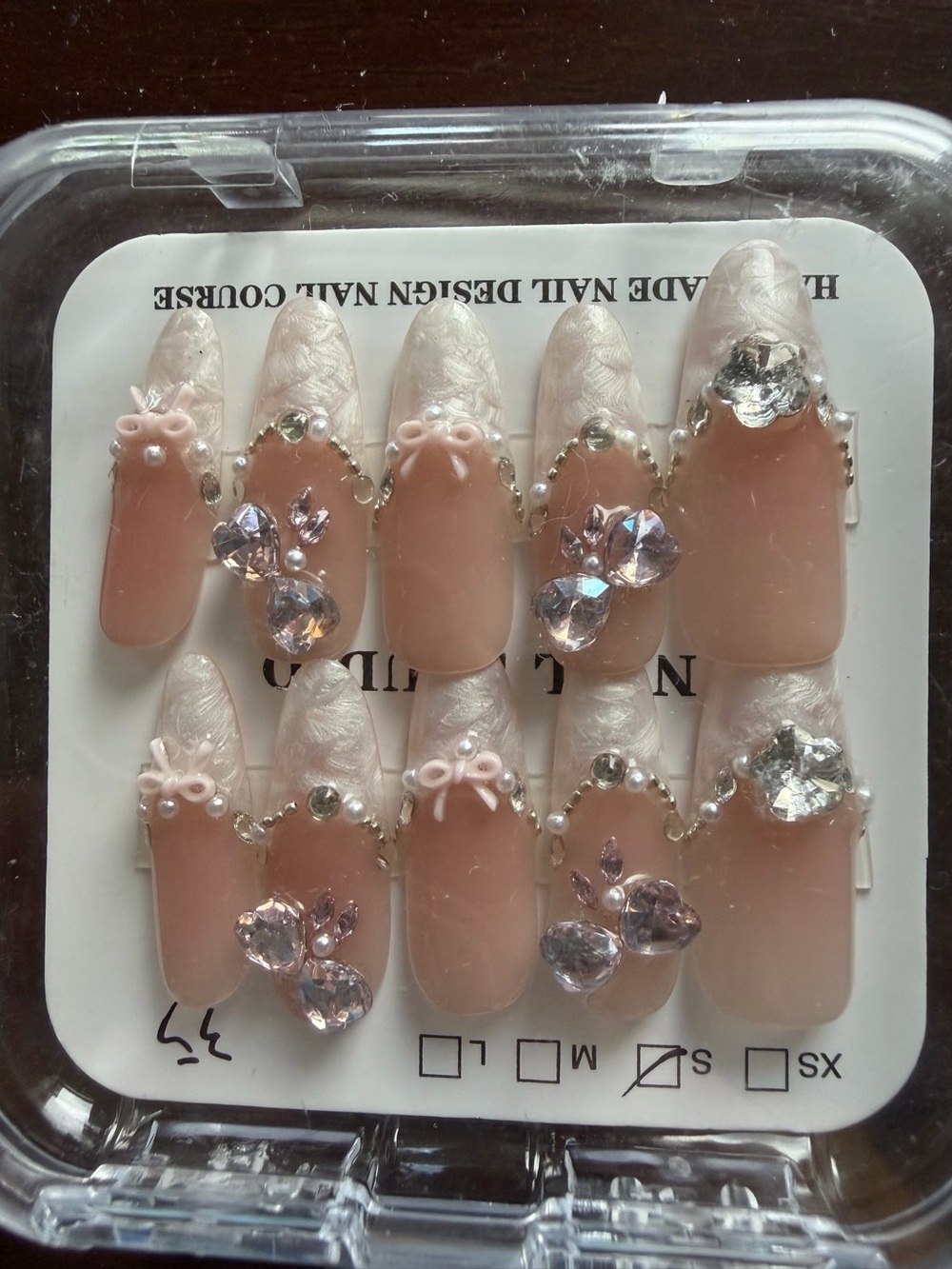 Elegant Pink Crystal Embellished Press-On Nails